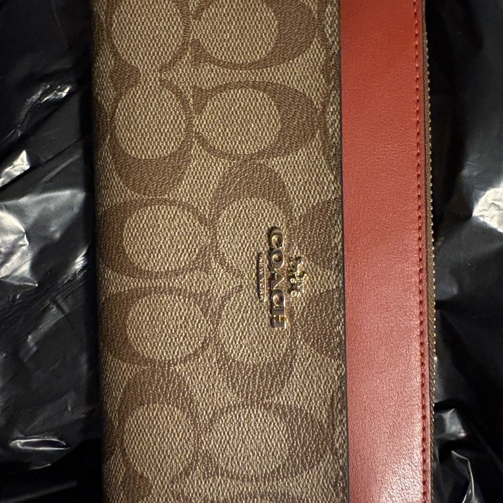 Coach Signature Wallet with Red Accent